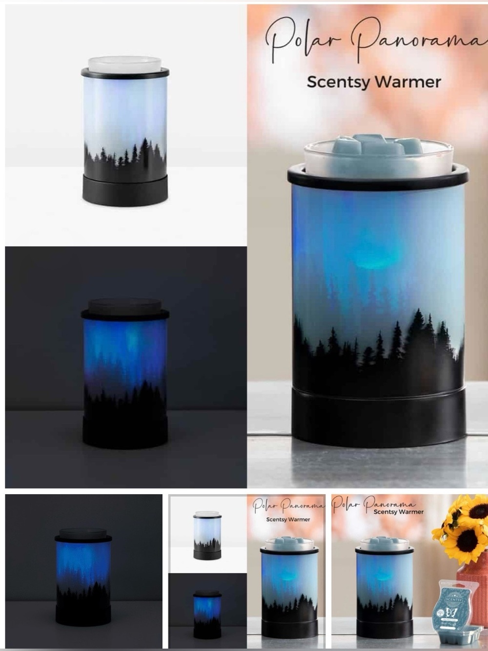 Scentsy Full Size Warmer Polar Panorama Northern Lights Nature Winter Sky Show